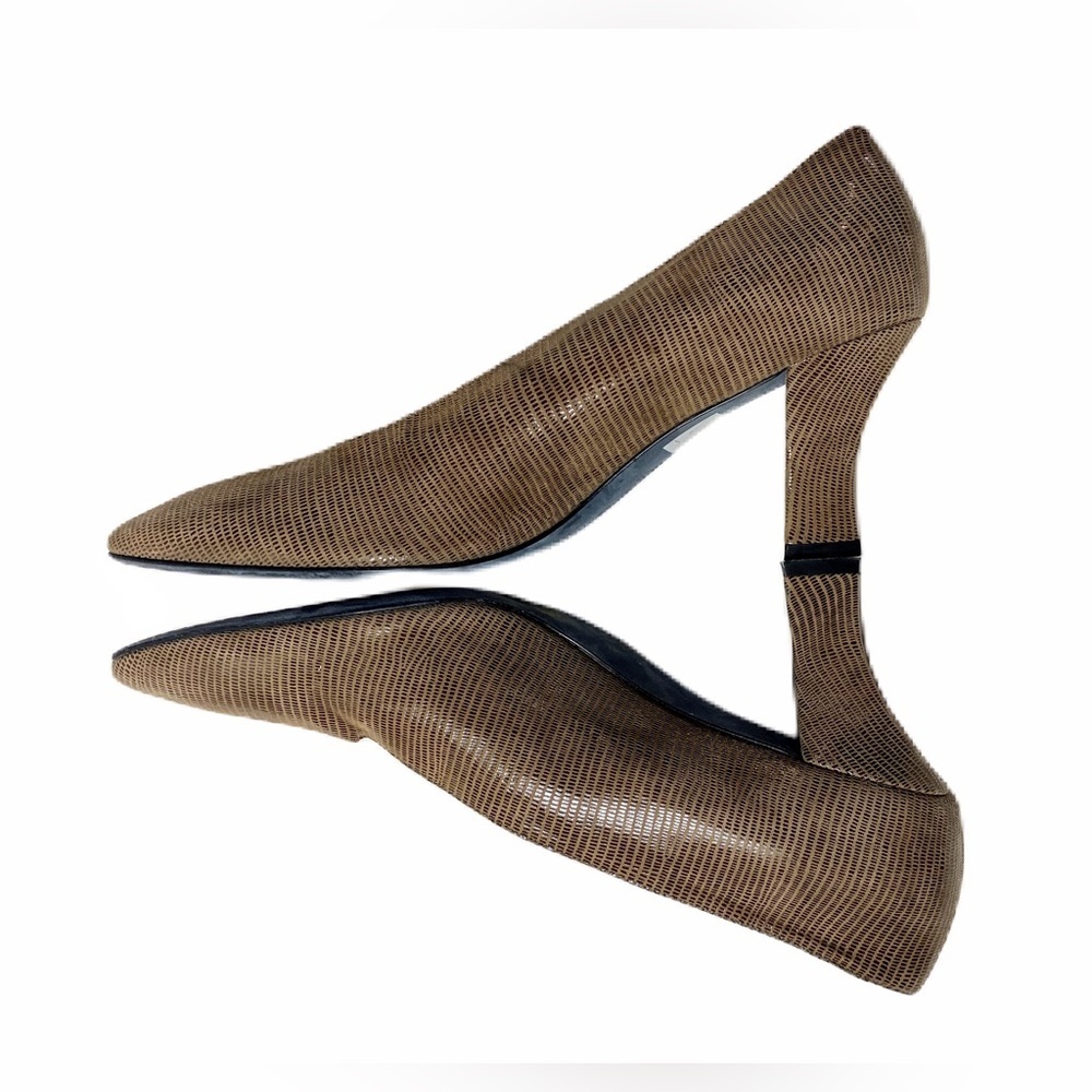 Theirry Rabotin Womens Suede Embossed Pumps Size 40 Metallic Brown Made in Italy - Picture 3 of 15